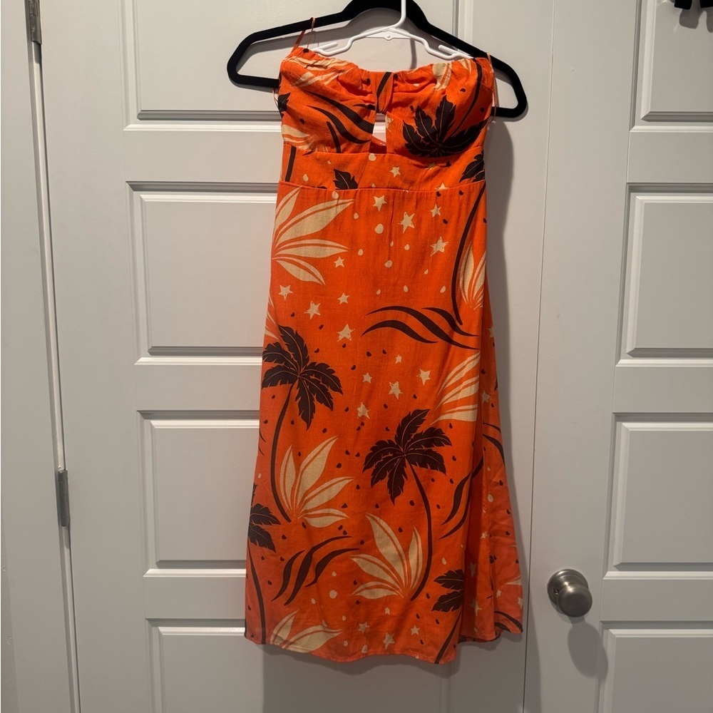 NWT Amuse Society Twisted Couture Strapless Afterglow Tropical Dress Size Small